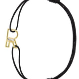 LETRA R AMETISTA BRACCIALE CORDA