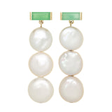 DECO MAXI BAGUETTE PERLA COIN CHRYSOPRASE EARRINGS