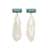 DECO MAXI BAGUETTE PERLA BIWA TOPAZ EARRINGS