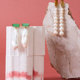 DECO MAXI BAGUETTE PERLA BIWA CHRYSOPRASE EARRINGS