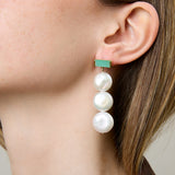 DECO MAXI BAGUETTE PERLA COIN CHRYSOPRASE EARRINGS