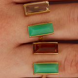 BI MAXI BAGUETTE CHRYSOPRASE + AMETHYST RING