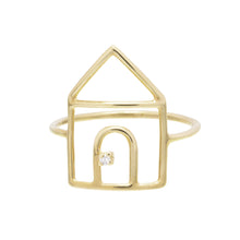 Load image into Gallery viewer, House shaped gold ring with small diamond

