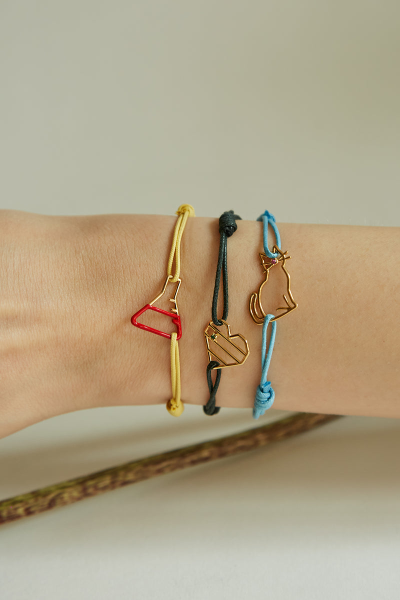 ALIITA ブレスレット PECECITO ZAFIRO CORD BRACELET Gold Ballena Zafiro Azul Cord Bracelet - ALIITA