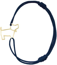 Load image into Gallery viewer, Midnight blue cord bracelet with gold dog shaped pendant
