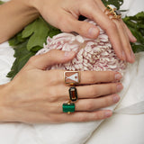 DECO SANDWICH MALACHITE + AGATA NERA ANELLO