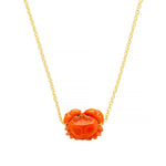 Gold chain necklace with mini red crab shaped coral