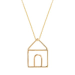 Gold chain necklace with gold house shaped pendant