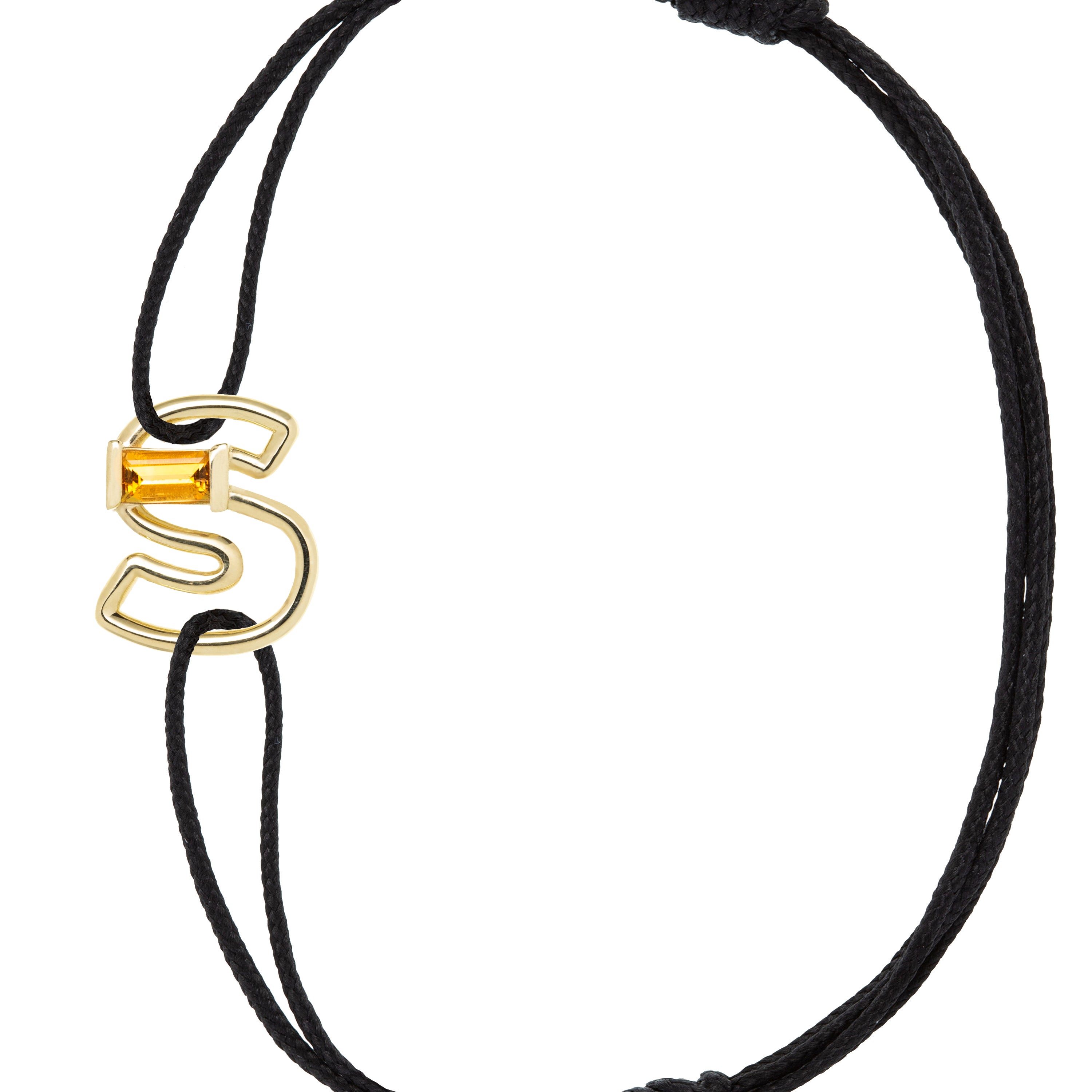 LETRA S CITRINE CORD BRACELET