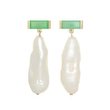 DECO MAXI BAGUETTE PERLA BIWA CHRYSOPRASE EARRINGS