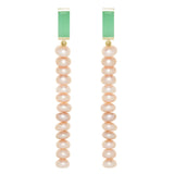 DECO MAXI BAGUETTE PERLA PINK CHRYSOPRASE EARRINGS