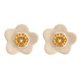 FLOWER CITRINE WHITE EARRINGS
