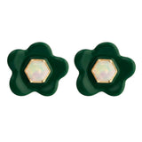 FLOWER OPAL GREEN EARRINGS