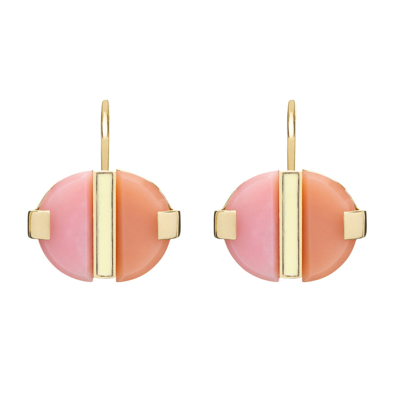 DECO EMPANADA PINK OPAL + MOONSTONE EARRINGS