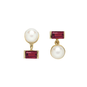 PERLA BAGUETTE RHODONITE EARRINGS