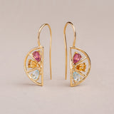 MEDIA NARANJA TRIO TOURMALINE + CITRINE + AQUAMARINE EARRINGS