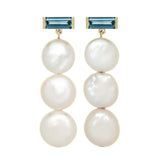 DECO MAXI BAGUETTE PERLA COIN TOPAZ EARRINGS