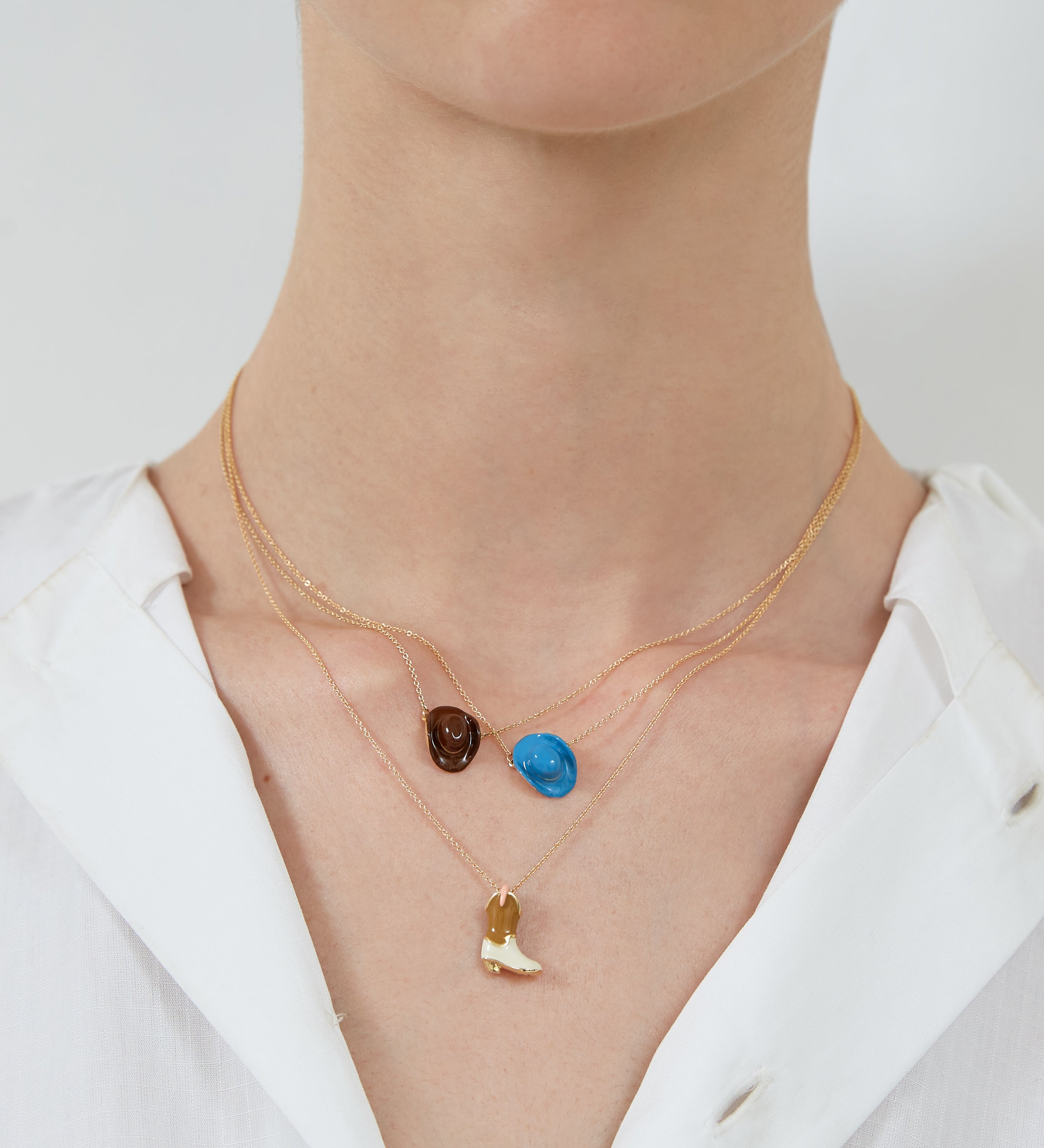 COWBOY HAT AZZURRO COLLANA