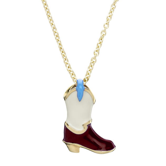 COWBOY BOOT BURGUNDY NECKLACE