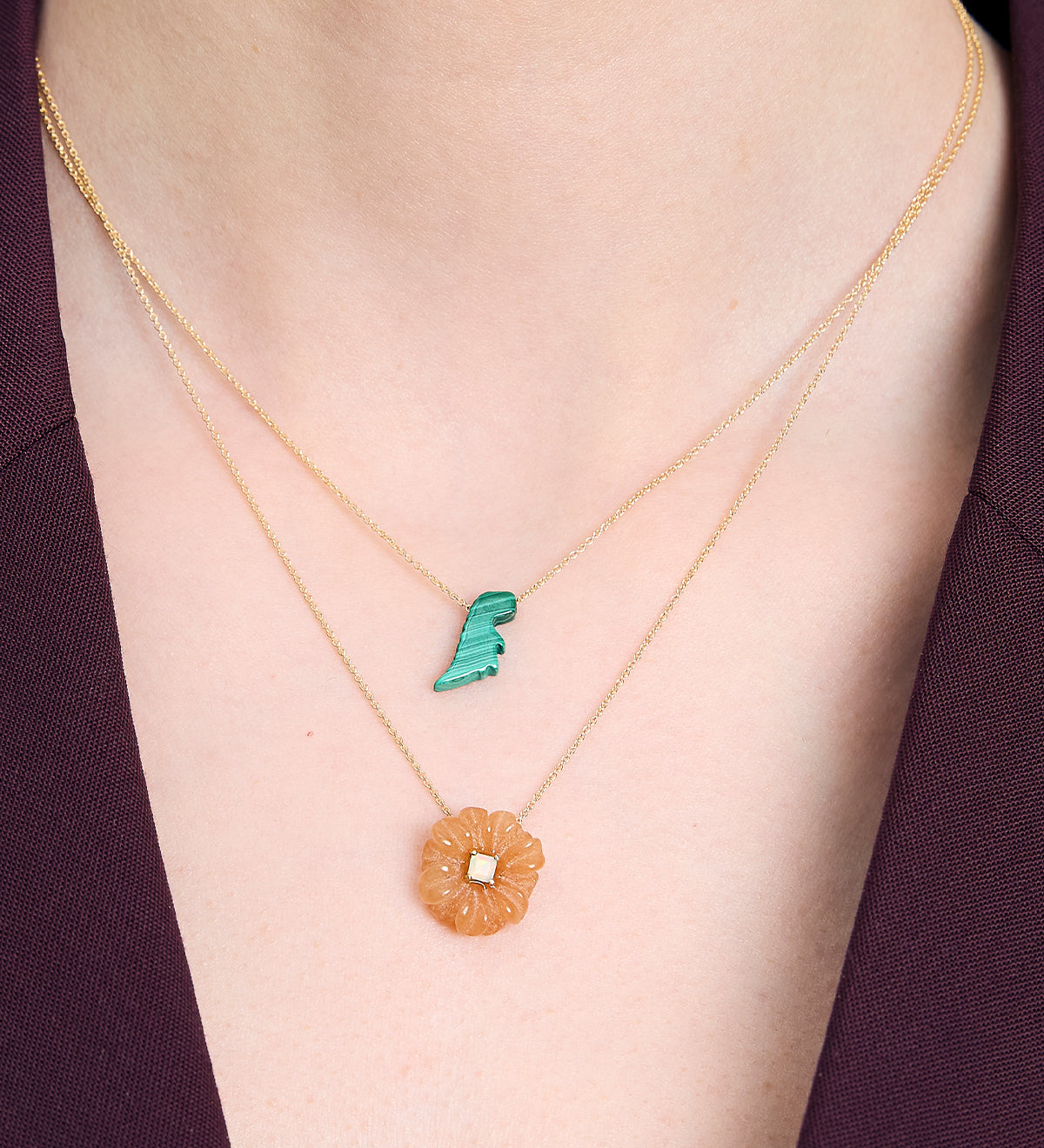 DINO CUT MALACHITE COLLANA