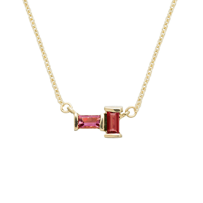 TU Y YO PINK TOURMALINE + GARNET NECKLACE
