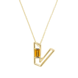 LETRA V CITRINE NECKLACE