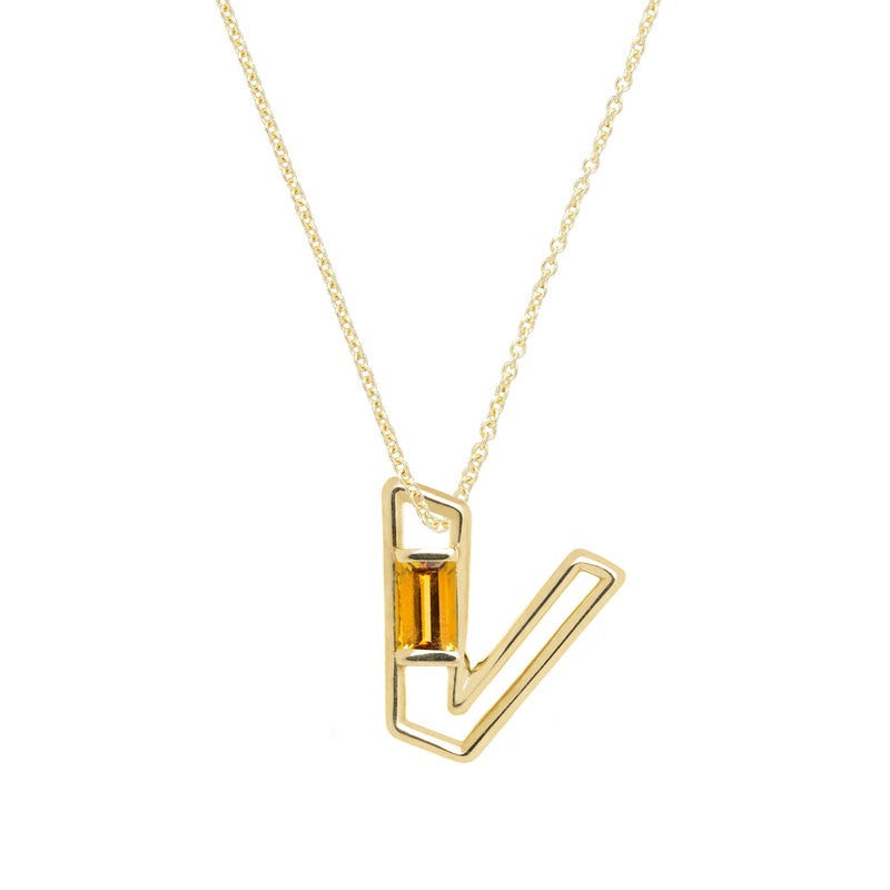 LETRA V CITRINE NECKLACE