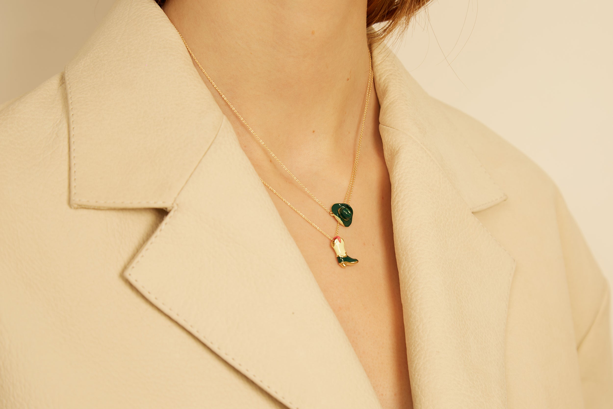 COWBOY BOOT GREEN NECKLACE