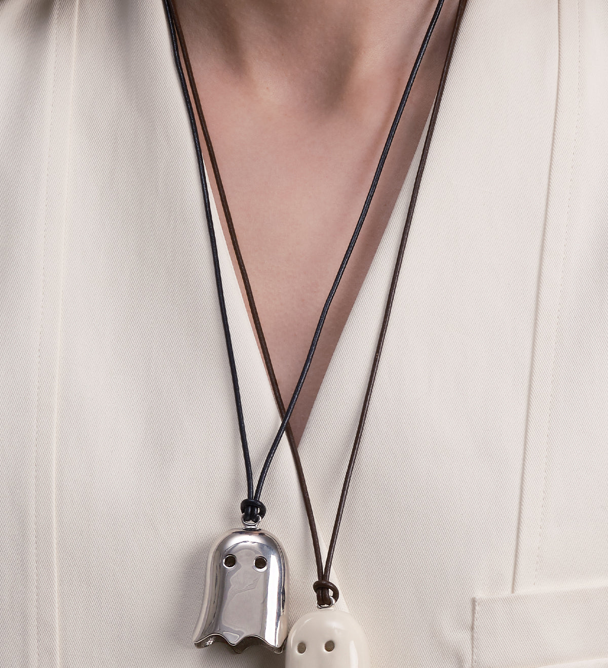 MAXI FANTASMA WHITE SILVER NECKLACE