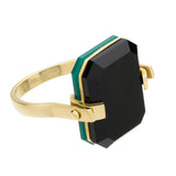 DECO SANDWICH GREEN + BLACK AGATE RING