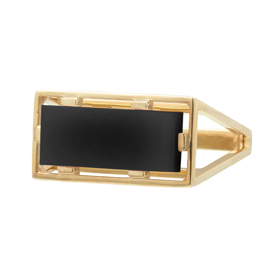 Diaspro Black Agate Gold Ring - ALIITA