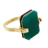 DECO SANDWICH GREEN + BLACK AGATE RING