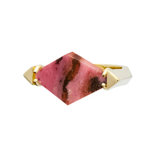 DECO ROMBO RHODONITE RING