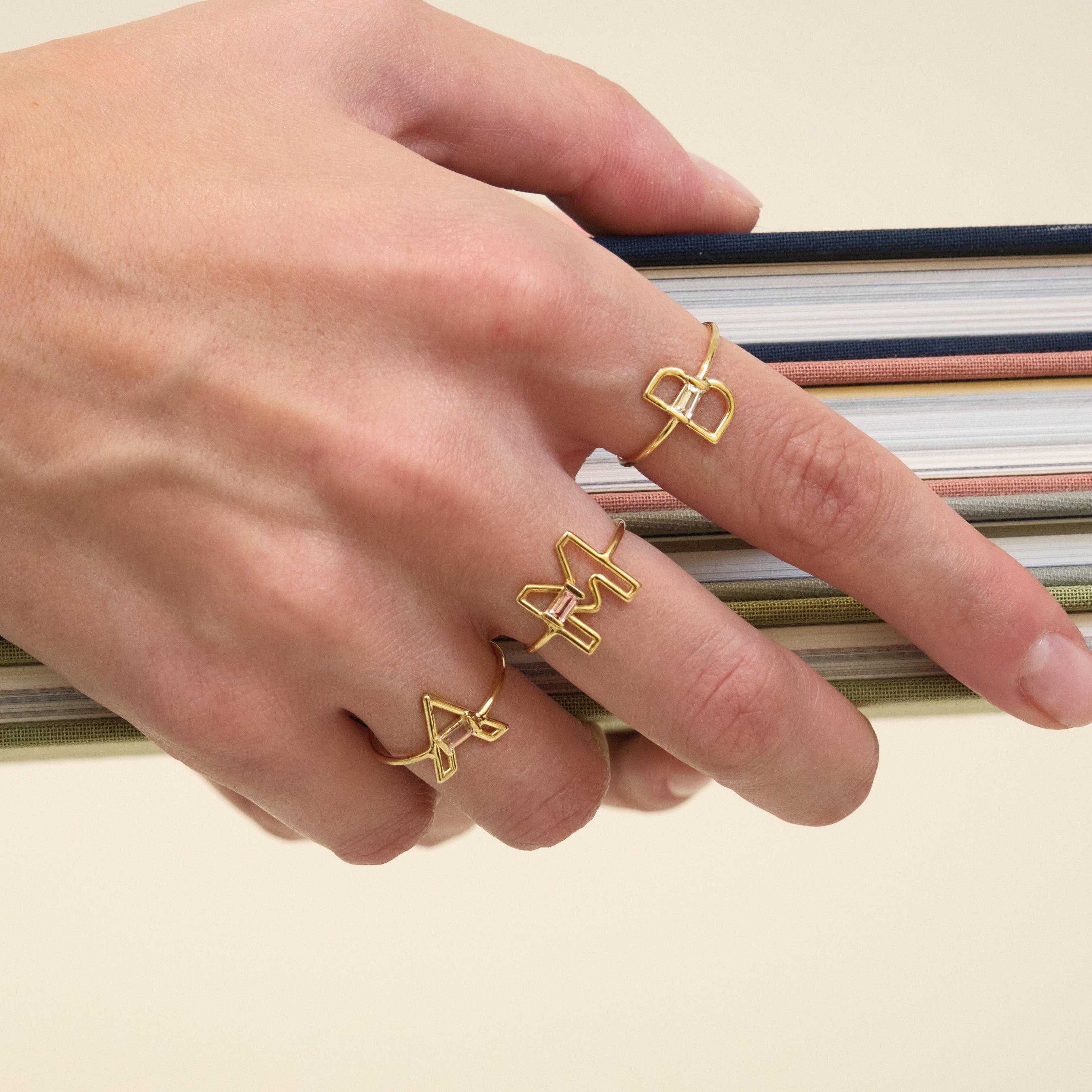LETRA M TOURMALINE RING