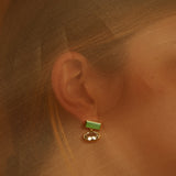MARGARITA BAGUETTE CHRYSOPRASE + AMETHYST EARRINGS