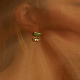 MARGARITA BAGUETTE CHRYSOPRASE + AMETHYST EARRINGS