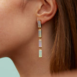 DECO MAXI BAGUETTE OPAL EARRINGS