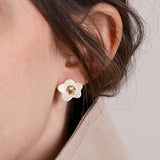 FLOWER CITRINE WHITE EARRINGS