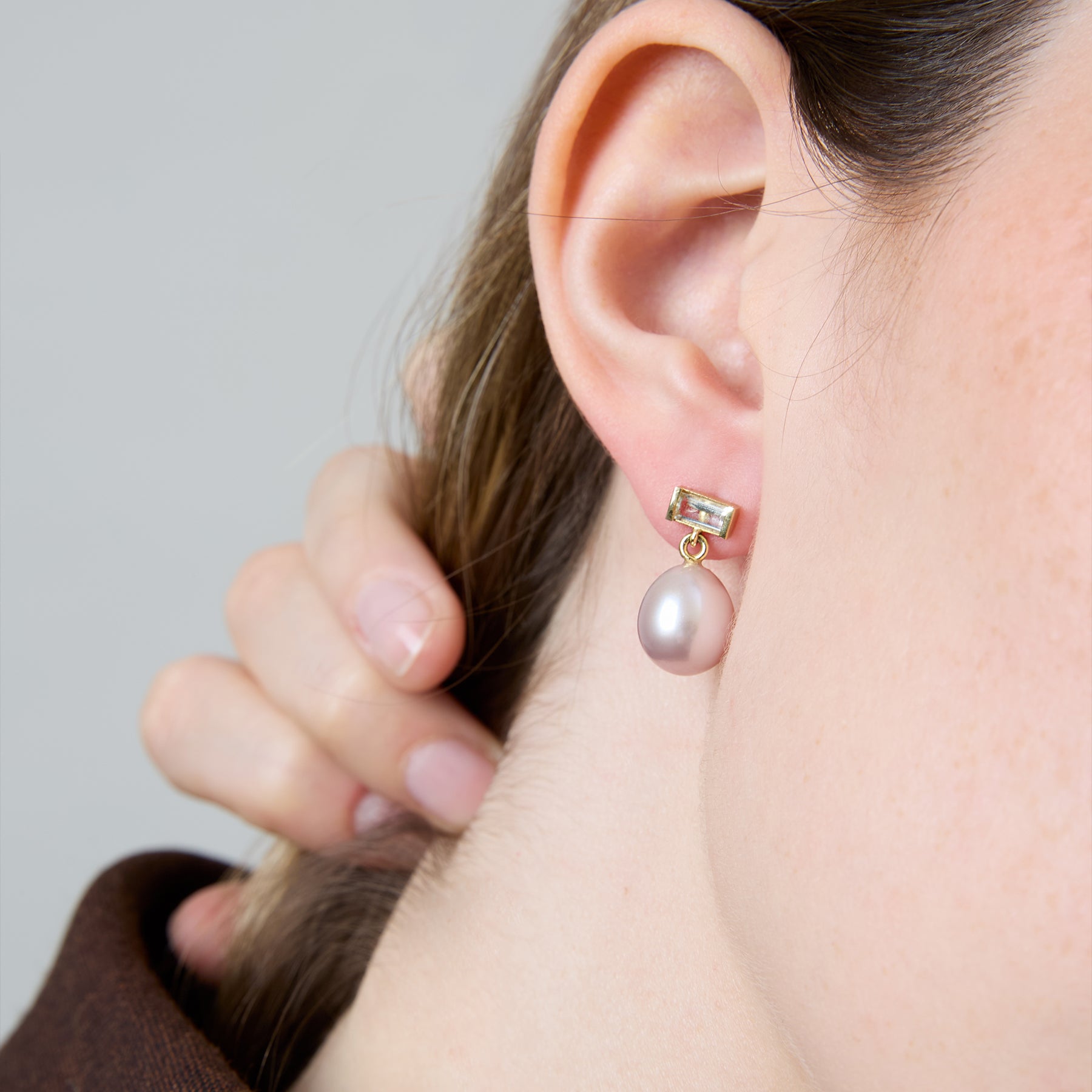BAGUETTE PERLA PINK AMETHYST EARRINGS