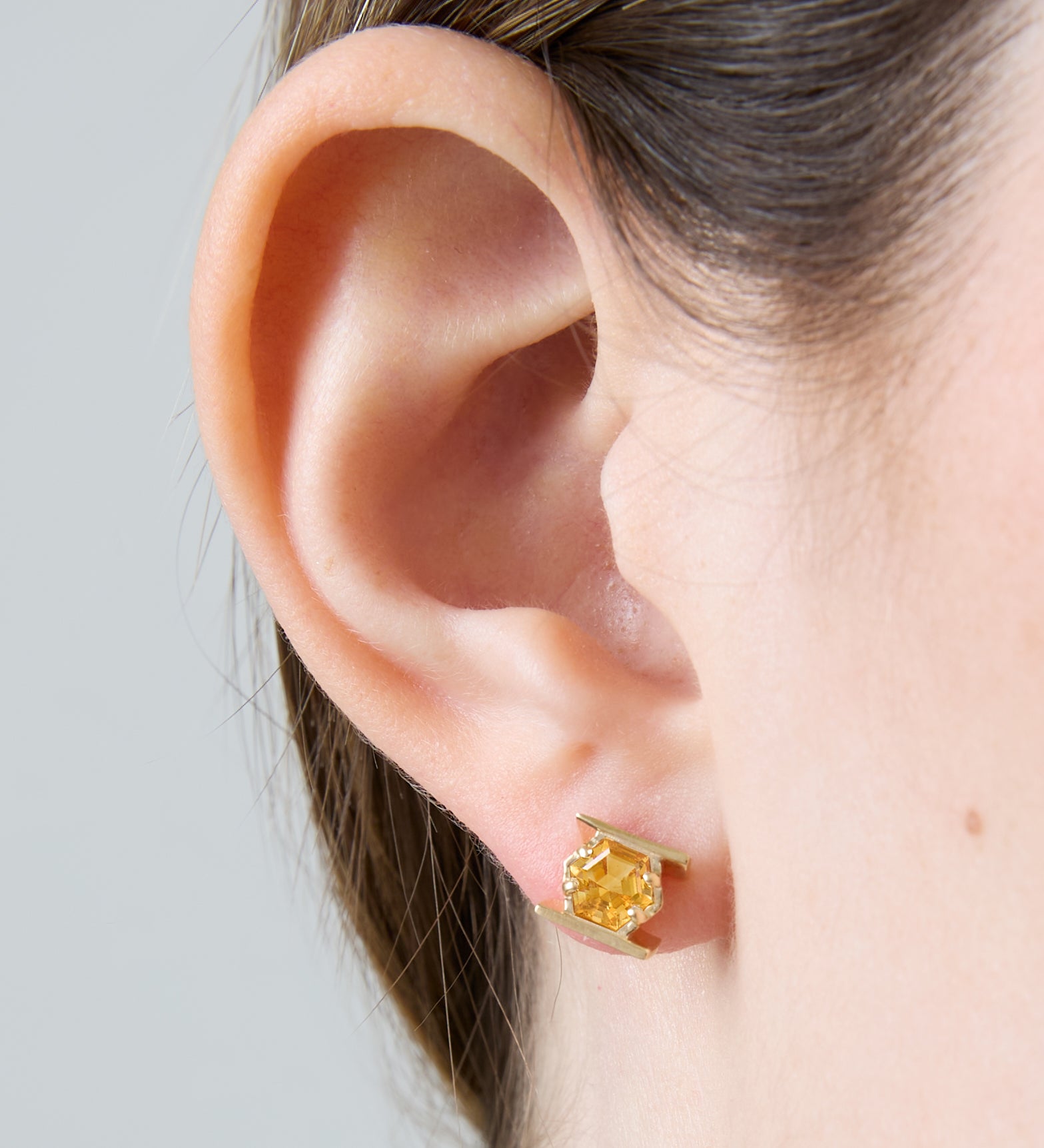 EXAGONAL CITRINE EARRINGS