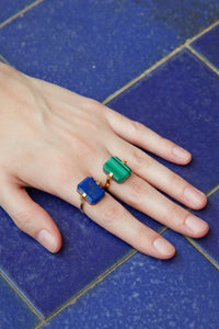 DECO SANDWICH LAPIS LAZULI + MALACHITE RING