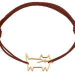 Burgundy cord bracelet with cat shaped pendant