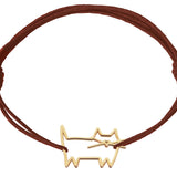 Burgundy cord bracelet with cat shaped pendant