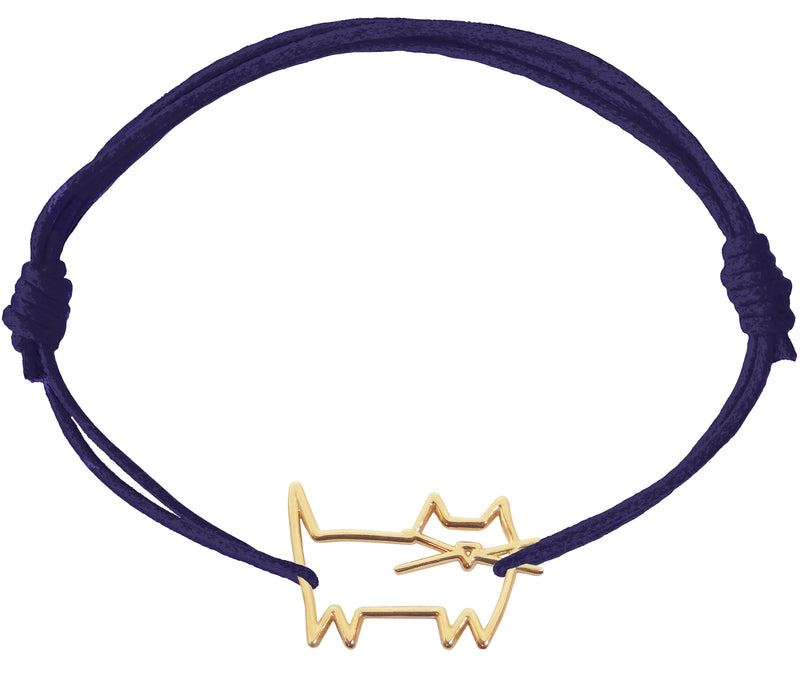 Midnight blue cord bracelet with cat shaped pendant