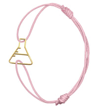 Load image into Gallery viewer, Pink cord bracelet with gold chemistry baker shaped pendant
