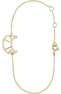 Gold chan bracelet with a croissant shaped pendant