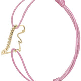 Pink cord bracelet with gold dinosaur shaped pendant
