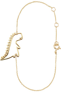 Gold chain bracelet with dinosaur shaped pendant