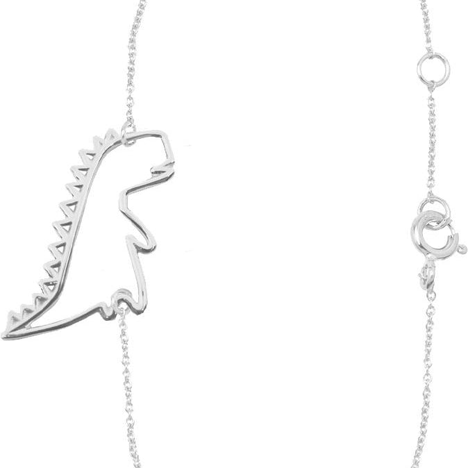 White gold chain bracelet with dinosaur shaped pendant