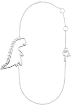 Load image into Gallery viewer, White gold chain bracelet with dinosaur shaped pendant
